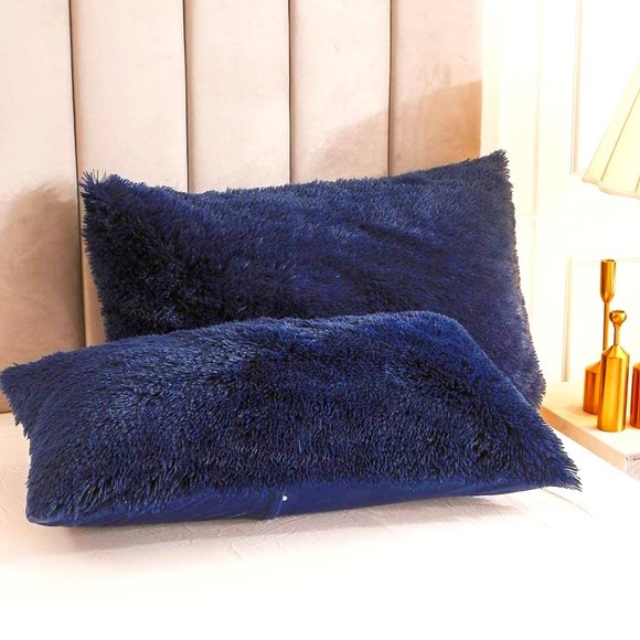 💎NAVY Queen Faux Fur Comfy Plush Shaggy Duvet Cover Set Luxury Soft Velvet 💎 - Picture 3 of 8